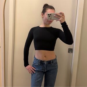 ASOS Petite Black Long Sleeve Crop Top